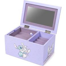 Purple Jewellery Storage F.Hinds Stitch And Angel Wooden Heart Jewellery Box - Purple