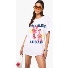 M T-shirts boohoo Womens Lobster Graphic Oversized T-shirt - White
