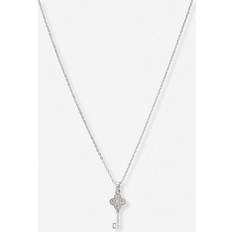 Montini Silverfärgat Halsband Nyckel Fyrklöver