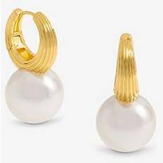 Ridge Hoop And Pearl Statement Earrings - Gold
