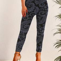 Florals - Women Leggings Temu Elegant Women's High-waist Leggings With Floral Print - Breathable