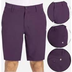Mens Shorts Chino Polyester Regular Casual Summer Holiday Half Pant - Burgundy