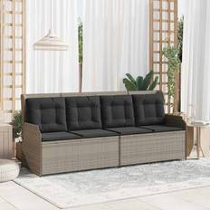 vidaXL Med Kudde Ljusgrå Poly Rattan Trädgårdsbänk