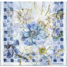 Ferragamo Scarfs Ferragamo Fiori Print Silk Scarf - Blue