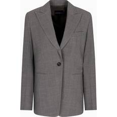 Women Blazers Emporio Armani Single-Breasted Blazer Mouliné Wool Crêpe
