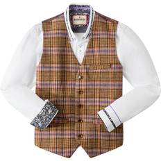 Checkered Vests Joe Browns Men's Tailored Charismatic Check Front Waistcoat - Brown/Lilac