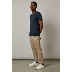 Natural T-shirts Burton Mens Navy Plain V Neck T-Shirt - Navy