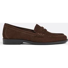 Women Moccasins Stradivarius Leather Moccasin With Thin Sole - Brown
