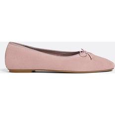 Beige - Suede Ballerinas Stradivarius Split Suede Ballet Flats With Bow - Mauve 2