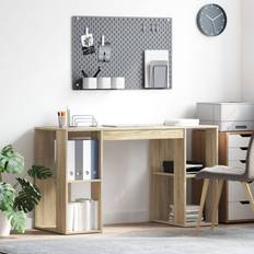 Justerbara sitsar Bord vidaXL Med Förvaring Med Hylla Sonoma EK 130 x 50.5 x 75 cm Skrivbord