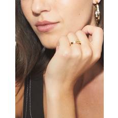 Tory Burch Rings Tory Burch Kira Logo Embellished Ring 18kt Gold Plated Brass