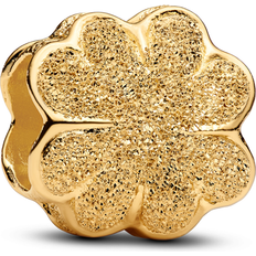 Pandora Guld Charms & Vedhæng Pandora Gold Textured Clover Mini Charm 14k Gold Plating - No Color