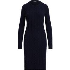 Lauren Ralph Lauren Druyet Cable Knit Wool Blend Jumper Dress - Navy