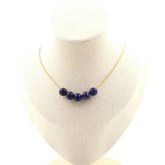 Blue - Men Necklaces A Bijoux Necklace 5 Beads Lapis Lazuli From Pakistan
