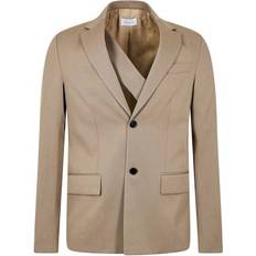 Off-White Blazers Off-White Ow Embroidered Blazer Long Sleeve Collared Wool 3 Pockets - Beige