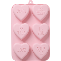 Pink Chokoladeforme Rice Kageform Silikone Pink with 6 Hearts Chokoladeform