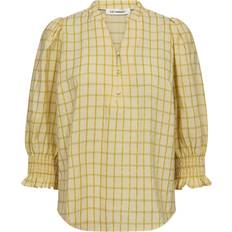 Ternede Bluser Co'Couture Mangocc Check Ss Blouse Bluse - Yello