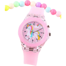 Shein 2pcs Girls' Light-Up Watch Set - Pink
