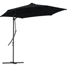 Black Parasols OutSunny Solar LED Cantilever Parasol - Black 300cm