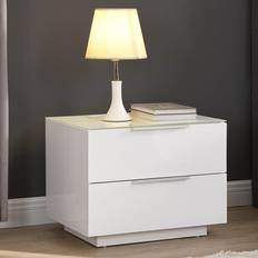 Glass - White Bedside Tables Furniture In Fashion Fresh Cabinet White Glass Top High Gloss Bedside Table