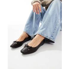 Low Shoes New Look Faux Leather Square Toe Ballerina Flats Vegan - Brown