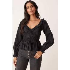 Long Sleeves Blouses Nobody's Child Taggie Milkmaid Blouse Long Sleeve Top - Black