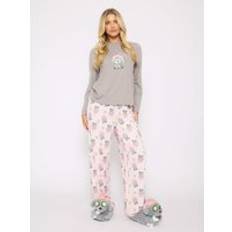 Women Sleepwear Loungeable Ladies Printed Pyjama Pamper Paws - Grey