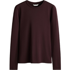 Dame - Microfiber Overdele H&M Dame Vinrød Langærmet Top I Micro