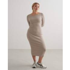 Aim'n Klänningar aim'n Ease Ribbed Long Sleeve Dress Klänningar Dam - Beige