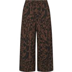 Yours Abstract Wide Leg Trousers Curve Brown Black