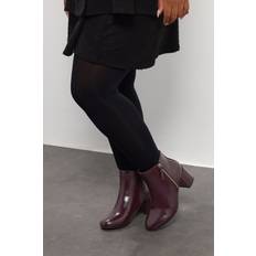 Yours Faux Leather Block Heel Ankle Boots - Burgundy