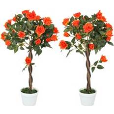 Orange Interior Details OutSunny 2 Pack 90cm Rose Tree Artificial Plant 2pcs