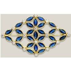 Blue - Women Brooches John Greed Signature Gold Plated Floral Brooch For Women - Blue/Gold Silver