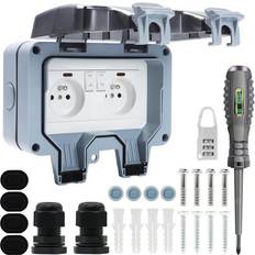 IP66 Outdoor Waterproof Double Wall Socket