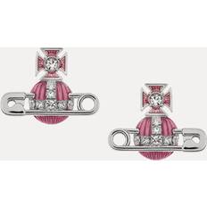 Vivienne Westwood White Earrings Vivienne Westwood Kitty Earrings Platinum White Crystal Light Rose Enamel - Platinum White