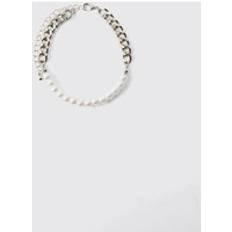 Herr - Pärlor Armband boohooMAN Mens Silver Pearl Bracelet