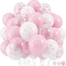 Shein 45pcs 12-Inch Light Pink Transparent Bow Print Balloons