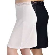 Shein Underskirts Shein Elegant Lace Trim Solid Skirt Side Split Half Slips - Petticoat