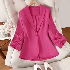 5XL Blazers Shein Button-Up 3/4 Sleeve Casual Blazer Jacket - Women's
