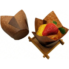 50pcs Tulip Cupcake Liners, Muffin Cups, Flambe Cups Disposable & High Temperature Resistant Baking Cups, Grease-resistant Paper Tray