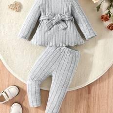 L Other Sets Children's Clothing Temu Girls Large Bow Casual Knit Outfit Set - Outdoor