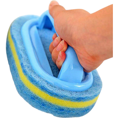 Triple-thickness Design Special Fiber Brush Head With Handle Wall Porcelain Facial Sponge Cleaning Brush Blue 1 Pc