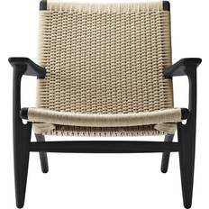 Carl Hansen & Søn CH25 Black Lacquered Oak/Natural Lounge Chair 73cm