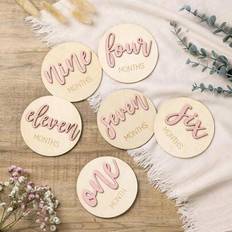 Pink Photoframes & Prints Shein 6 Pieces Newborn Baby Monthly Milestone Cards