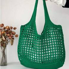 Green - Women Beach Bags Shein Summer Beach Bag Large Capacity Handbag - Shiny