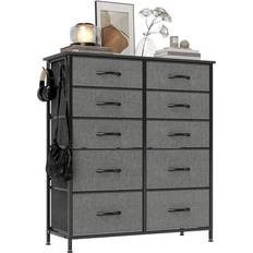 Furniture Homcom Drawers 10 Dresser Charcoal Grey Chest of Drawer