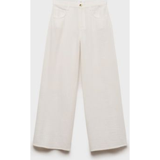 Mango White Trousers & Shorts Mango Straight Cut Cotton Trousers - White