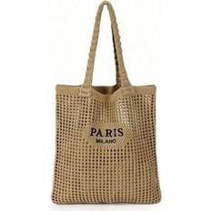 Beach Bags on sale Shein Knitted One Shoulder Bag Embroidered Letter Hollow-Out Travel Tote