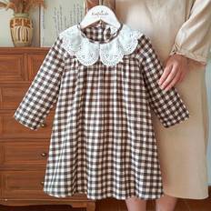 Checkered Dresses Shein Young Girl Plaid Dress Countryside Style - All-Match