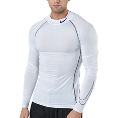Nike Pro Dri Fit Men's Tight Fit Long Sleeve Top - White/Black